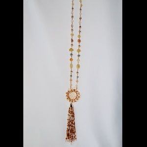 Beaded Tassel Stone Necklace